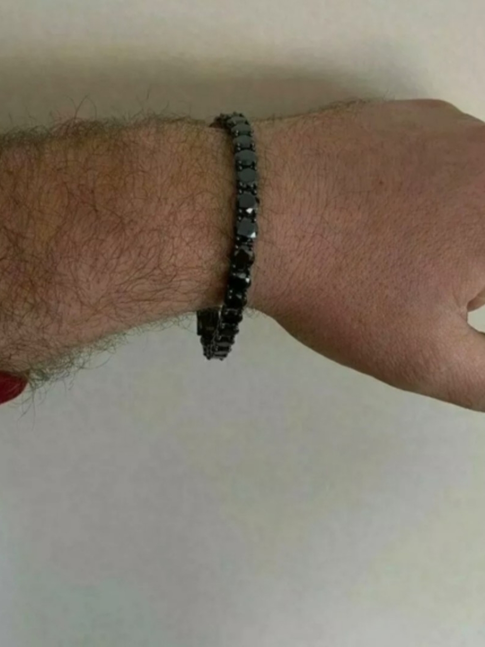 GutMens Tennis Bracelet sterli Silver 5mm Man Made Black Diamond Tennis Bracelet - Picture 3 of 4